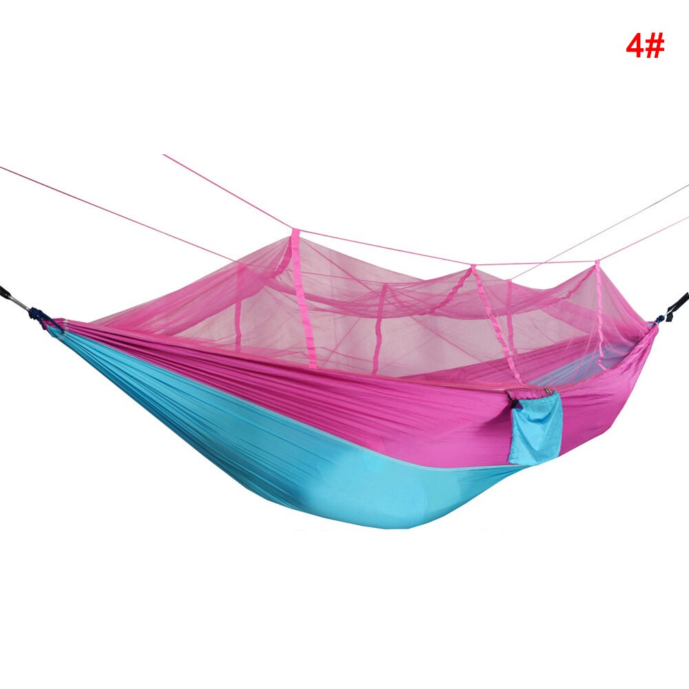 Nueva hamaca plegable portátil, cama de Nylon con mosquitera para acampada XD88: Rosa