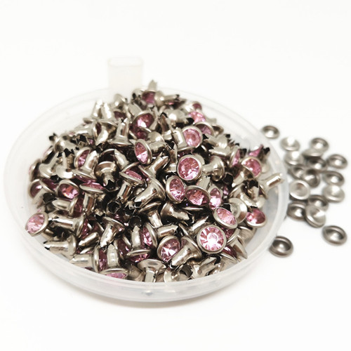 6MM 50SETS 4 kleuren Punk Acryl Spikes Klinknagels/Rhinestone Studs Decor Klinknagels voor Leer/Riem /handtas dubbelzijdig Klinknagel DIY: 4