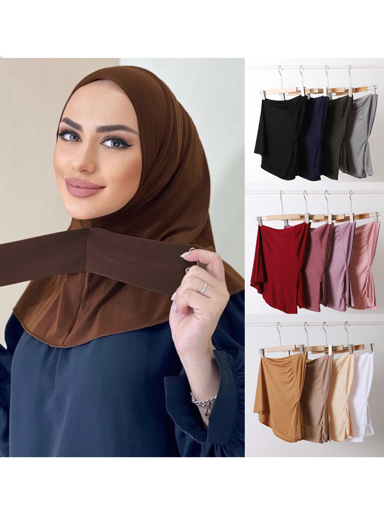 Classique Islam femmes prêt à porter Snap Fastener Hijabs pour femme couverture complète bandeau écharpe Turban casquettes Turbante Mujer