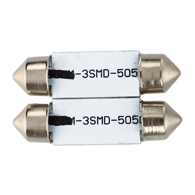 2x c5w 3 ledet smd 5050 36mm xenon hvit pære tallerken skyttel festonger kuppel taklampe billys