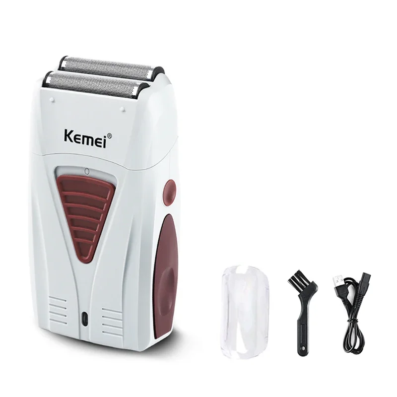 Kemei KM-3382 Men's Electric Shaver USB Charging Shaving Machine Cordless Shaver Male Hair Clipper Shaved Head: black