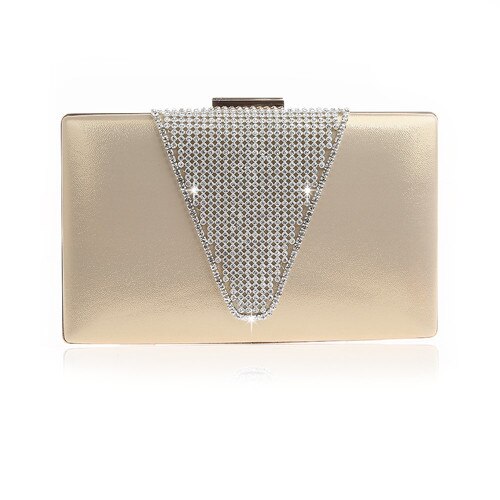 Women clutch bag luxury evening bags rhinestone bag simple bride bag dress brand handbag shoulder bags: champagne