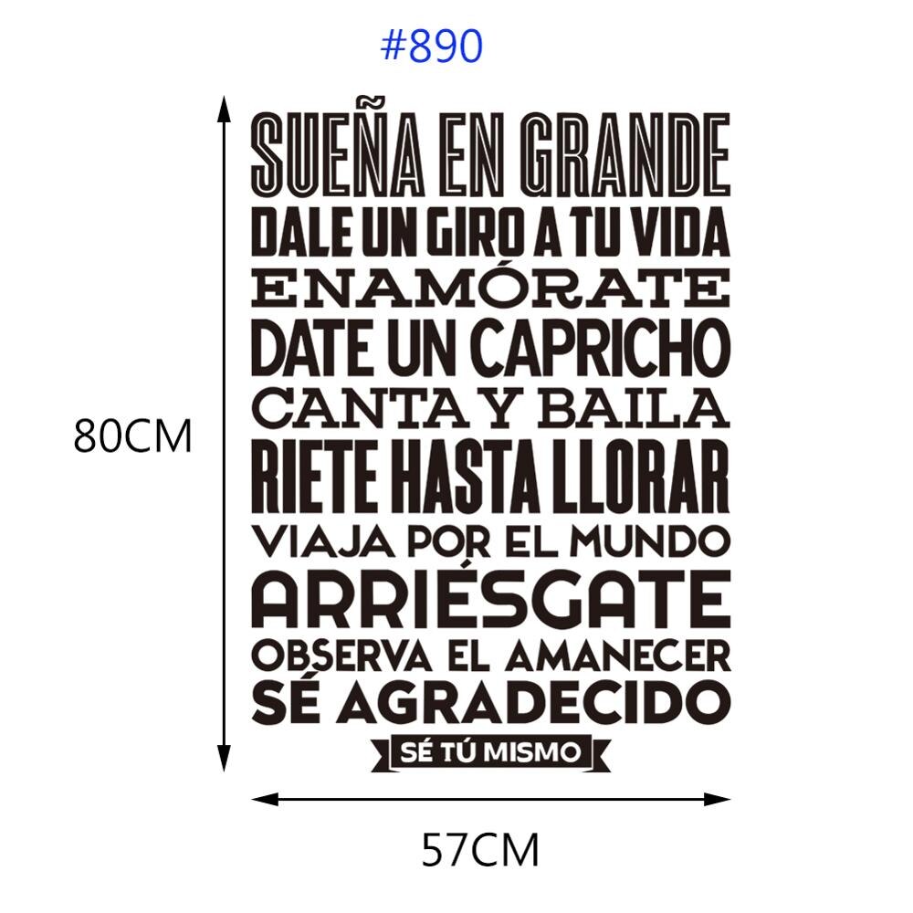 Spanish Motivational Quote Phrase Wall Saying Sticker Art Wall Decor Words Decals Living Room Removable Home Decor Poster: 890