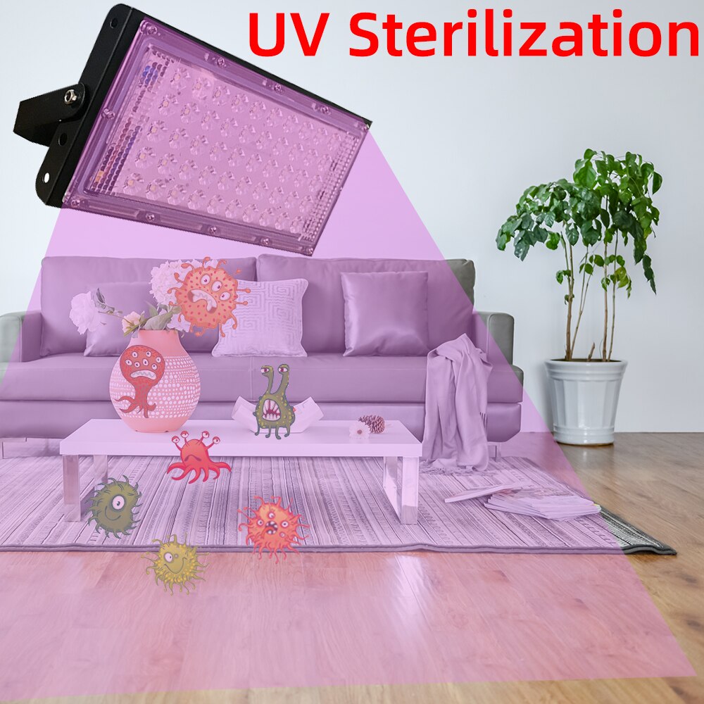 50W UVC LED Sterilizer Strip Ultraviolet Germicidal Irradiation Indoor Outdoor 110V/220V UV Sterilization Lamp Disinfection