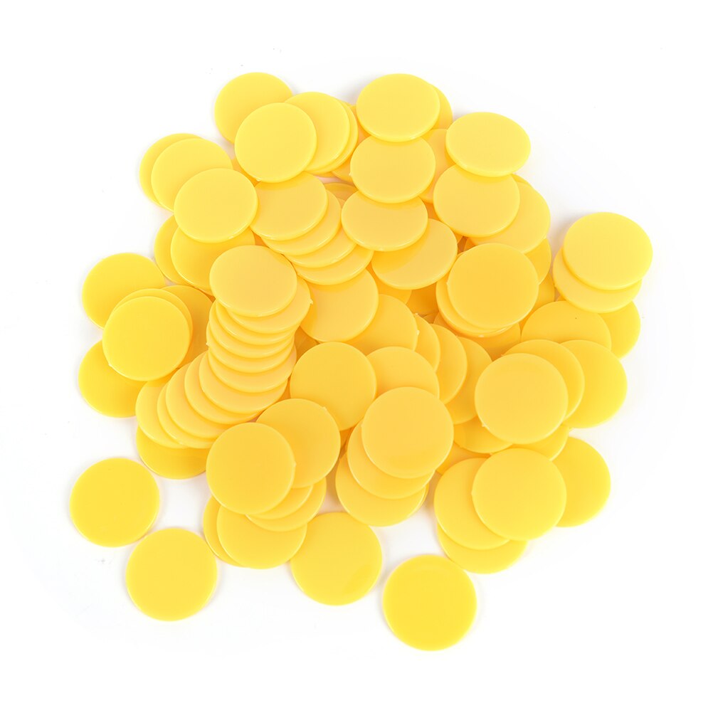 Plastic poker chips casino bingo markører token sjovt familieklub spil legetøj tilbehør 100x 24mm: Gul