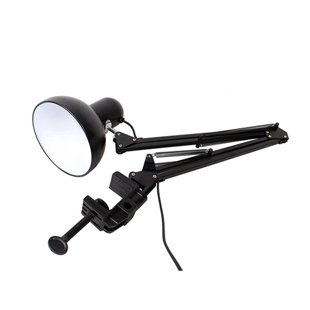 Flexibele Swing Arm Clamp Mount Lamp Kantoor Studio Home E27/E26 Tafel Zwart Bureaulamp AC85-265V