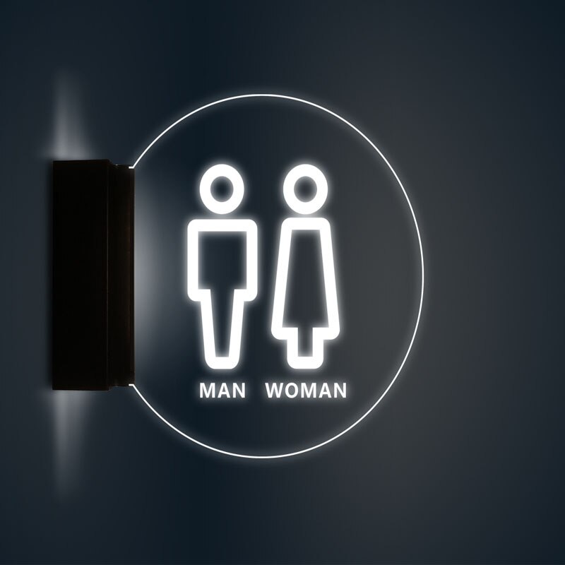 Wall Mounted LED Lighting Sign Illuminated washroom sign for Hotel Restaurant Home