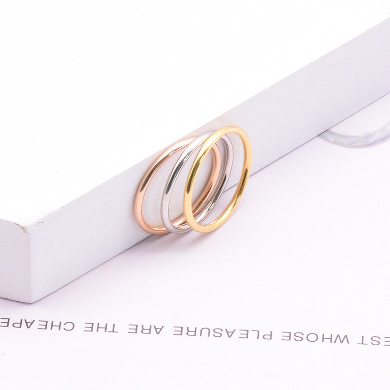 316 Edelstahl Kleine Dünne Ringe Für Frauen Mädchen Rose Gold Silber Farbe Runde Kreis Ring Schmuck 1,5mm Größe 5 6 7 8 9