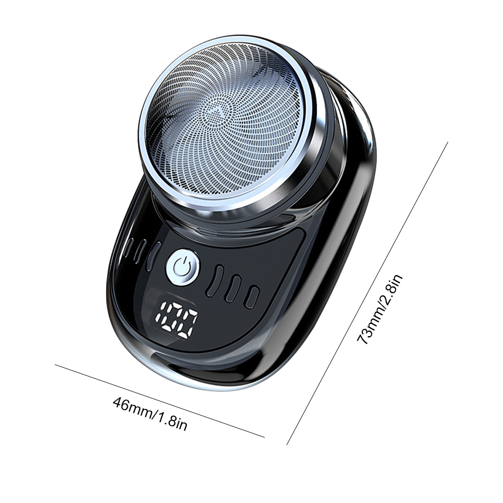Men's mini electric travel razor with digital display, face, beard, hair removal, washable, rechargeable, pocket-sized portable razor