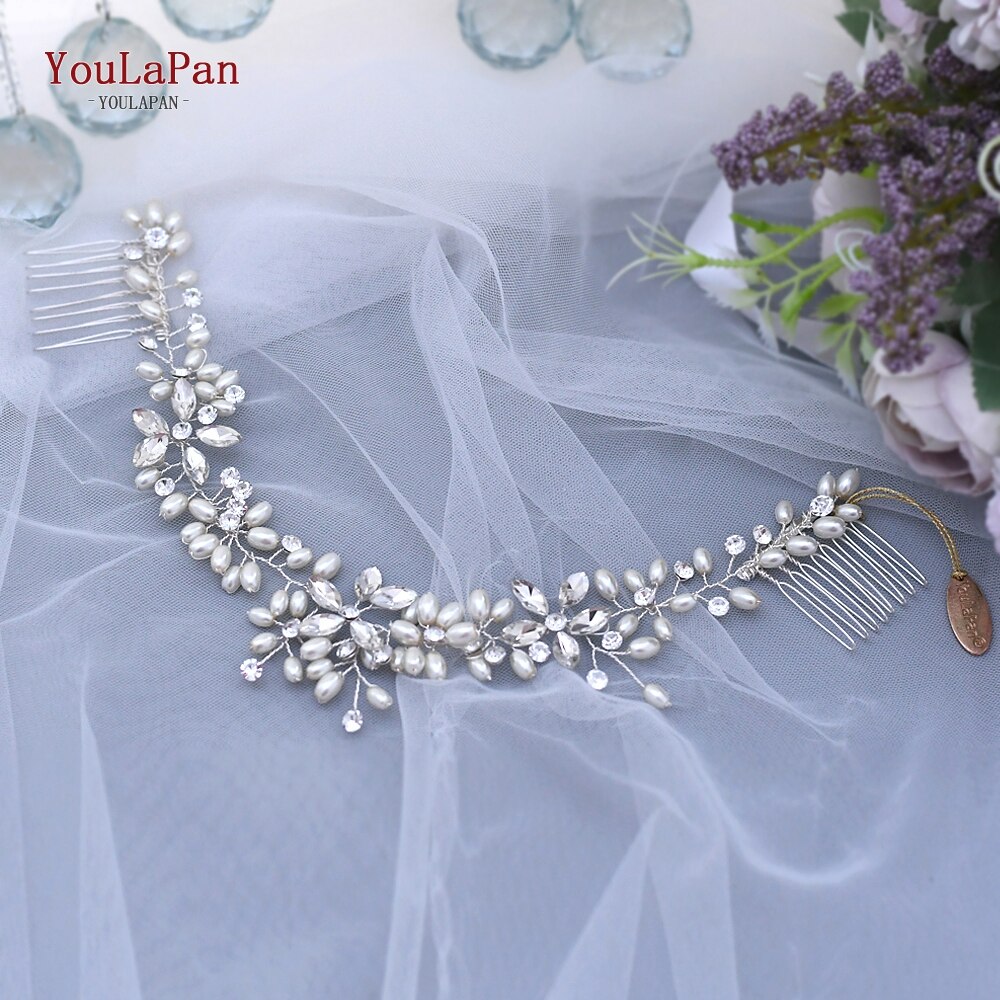 Topqueen HP128 Bruiloft Haar Accessoires Pearl Haarband Bruid Haar Clip Bruidsmeisjes Tiara Kroon Bruiloft Hoofdband Haar Kam