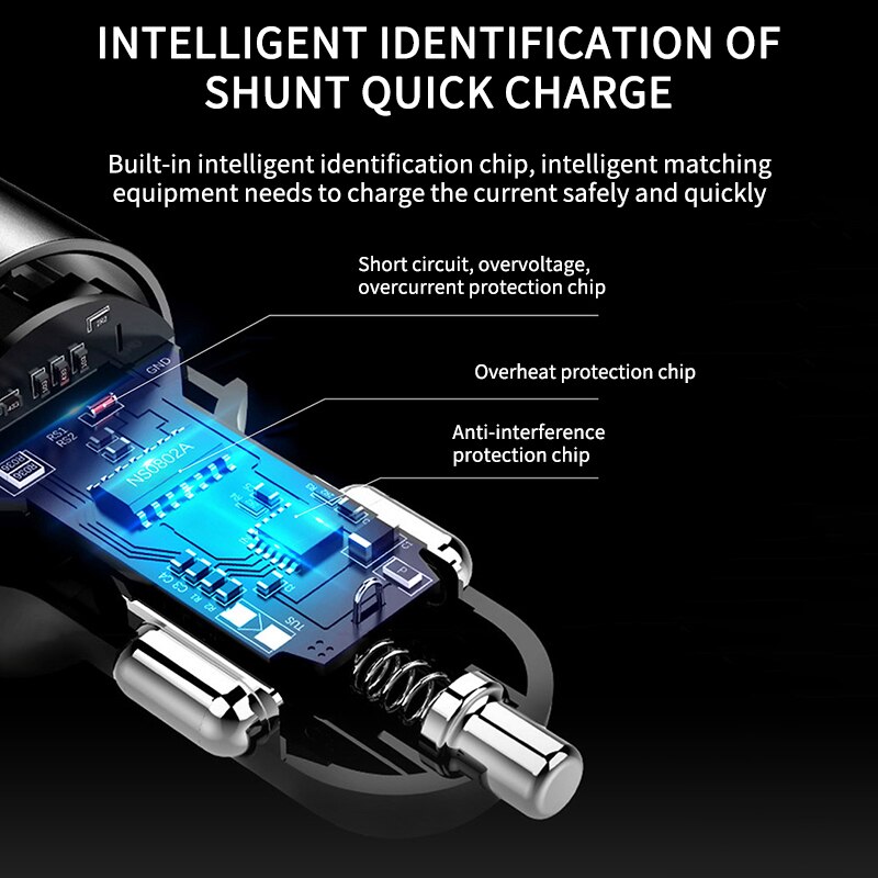 Bluetooth 5.0 Fm Transmitter Car Kit MP3 Modulator Auto-oplader QC3.0 Dubbele Usb Met Led Rooster Screen Eq Modus