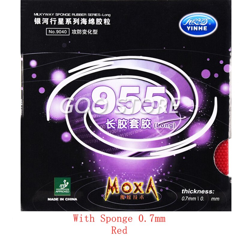 YINHE 955 pimples long defensive control Original Galaxy pips long table tennis rubber ping pong sponge: 955 Red 0.7mm