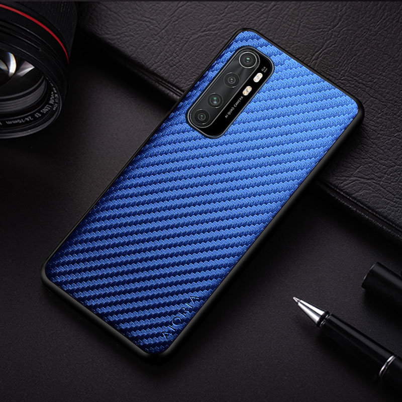 Funda de teléfono con textura de fibra de carbono para Xiaomi Mi Note 10 Pro, carcasa trasera suave de de para Xiaomi Mi Note 10 Lite: for Mi Note 10 Lite / Blue