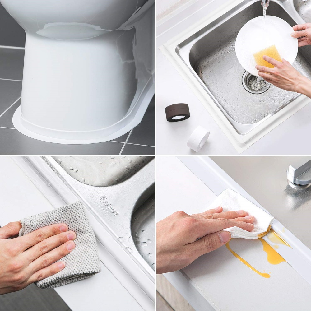 Waterproof Self Adhesive PVC Sealant Tape for Bathtub Toilet Sink Countertop Shower Tile Bathroom Kitchen Leak Proof Durable Cau