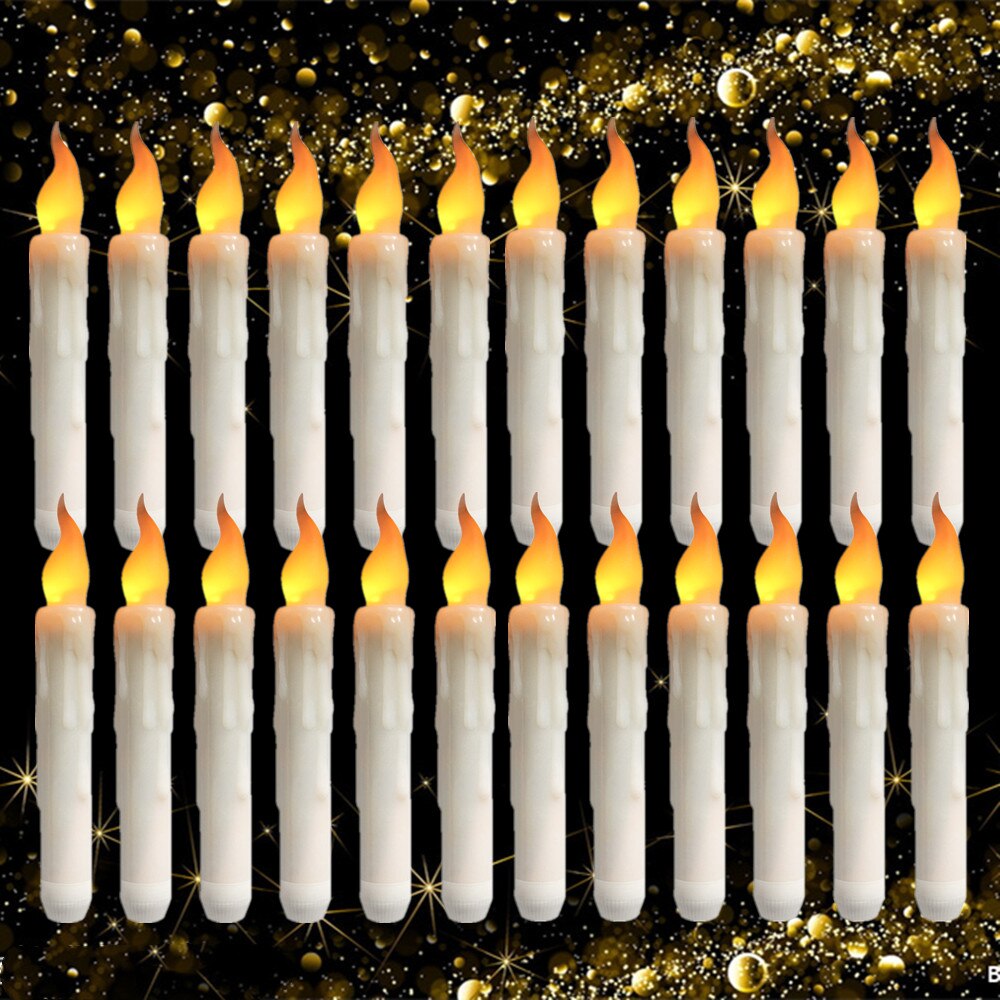 12/24pz portato candele coniche senza fiamma 6.5 &quot;candela affusolata alta a batteria candelieri portatili a fiamma tremolante bianco caldo