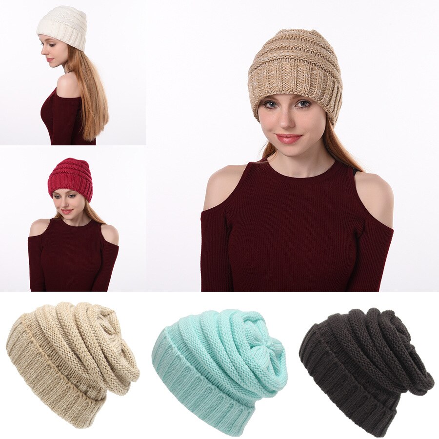Q Keep Warm Knitted Hat 1Pcs Woman Bonnet 21*21CM Cap Multipurpose Autumn Winter Accessories Winter Essential Hats