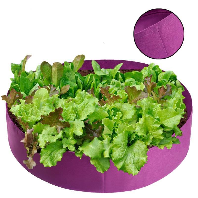 Round Plant Bed Garden Flower Planter Elevated Breathable Felt Fabric Vegetable Box Nursery Production Planting Grow Bag: PURPLE