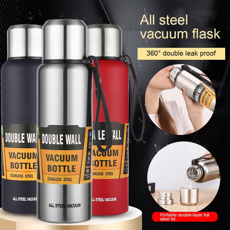 Gobelet isolé portatif de fiole de vide d'acier inoxydable de grande capacité avec la bouteille thermique de corde 500/700/1000/1500ml