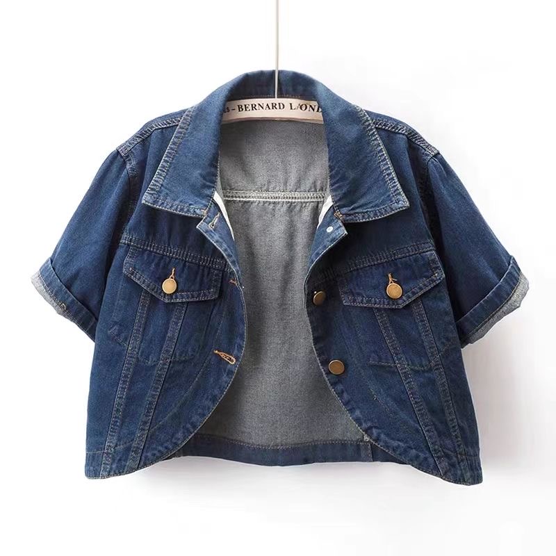Zomer Joker Casual Korte mouwen Denim Jas 2025 Vrouwen Korte Blouse Sjaal Vest Vrouwelijke Jaqueta Jeans Feminina: M / Bruin