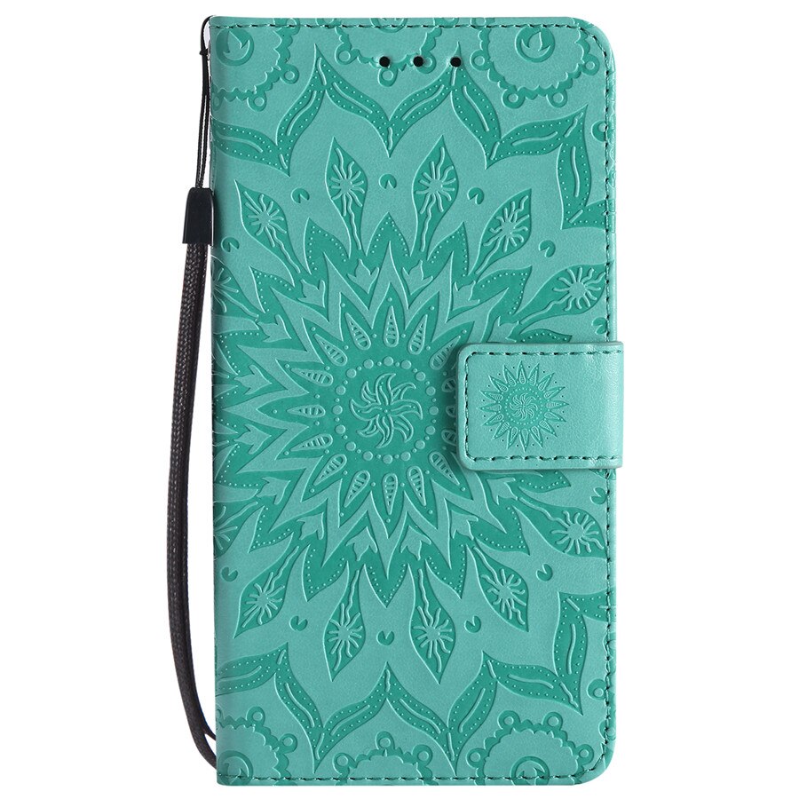 Honor7c caso on para huawei honor 7c caso 5.7 "para huawei honor 7 c AUM-L41 capa 3d sol flor carteira flip couro saco casos: green