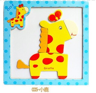 Holzspielzeug 3D Magnetische Puzzle Holz Baby Spielzeug Tiger/Bär Frosch Cartoon Tiere Kühlschrank Magnet Pädagogisches: Deer