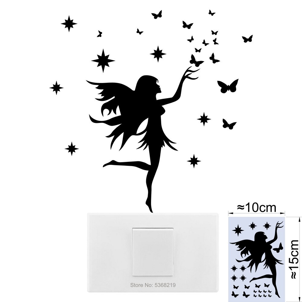 Light Switch Sticker Kids Baby Nursery Room DIY Wall Decoration Cat Fairy Moon Stars Vinyl Decal for Children Bedroom Home Decor: 025
