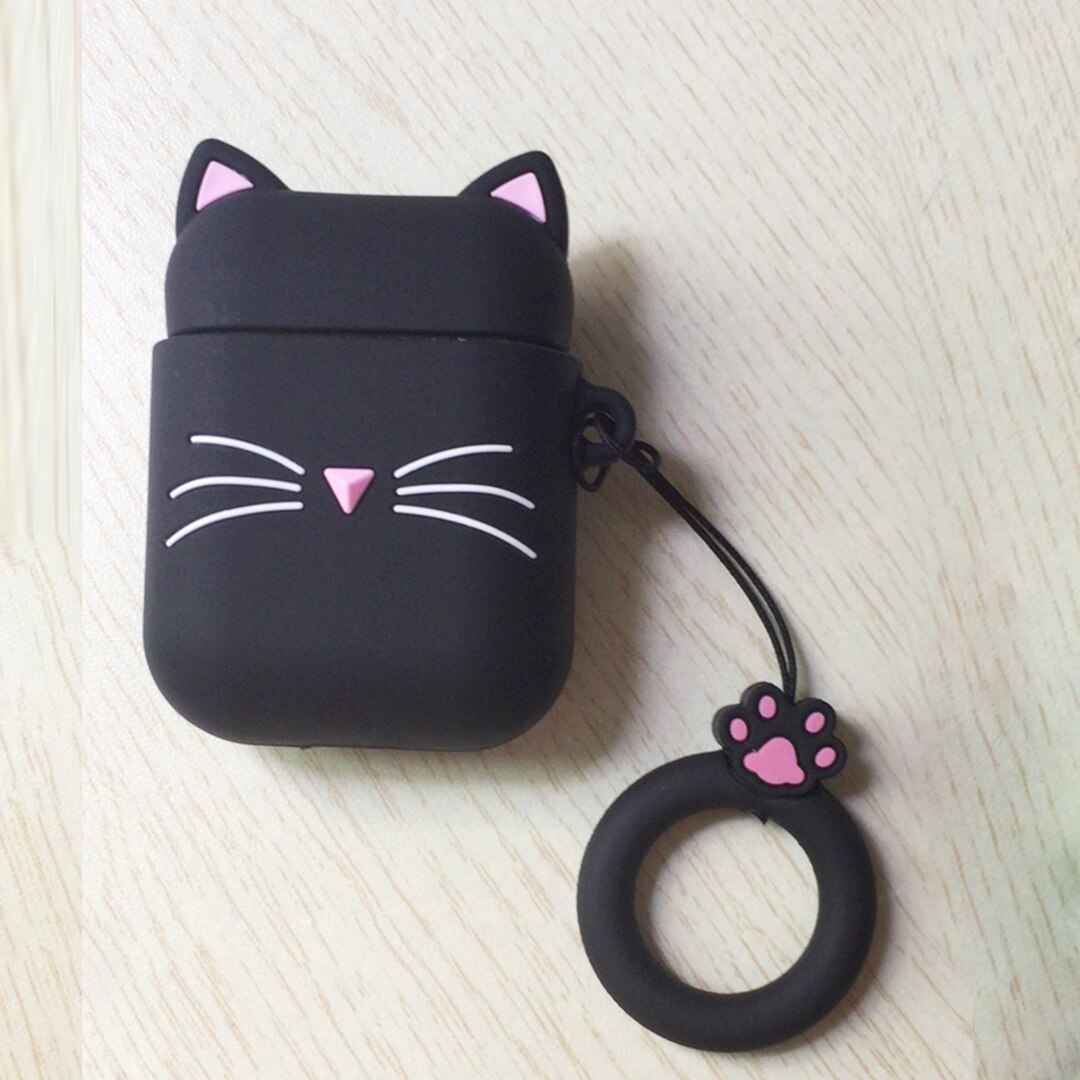 Per airpods 2 Caso Sveglio Del Fumetto Del Gatto Coperchio di Protezione con una Bella cordino Caso della copertura del silicone Per l'aria baccelli Auricolare Senza Fili capa: B1