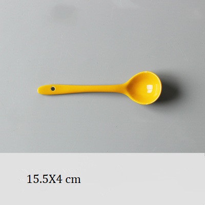 2 PC Colorful Ceramic Spoons Japanese And Korean Colorful Small Spoon Restaurant Spoon White Soup Spoon: B