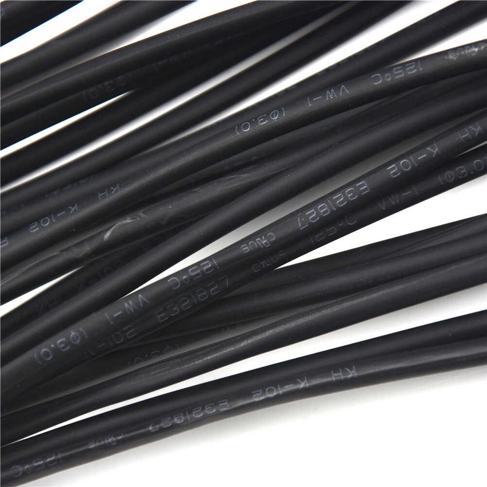 5M Heat Shrink Tubing Black Shrinkable Tube Car Cable Sleeving Assortment Wrap Wire Kit Diameter 3mm