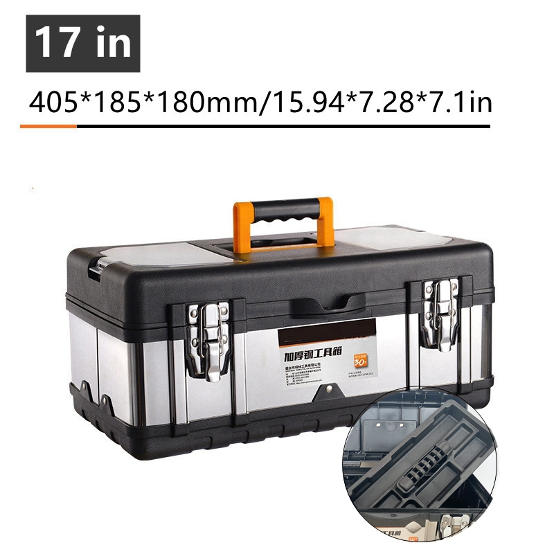 Caja organizadora de herramientas, estuche de almacenamiento de acero inoxidable, caja de herramientas grande vacía, extensión de electricista, Maleta de transporte, organizador de herramientas: Gris oscuro