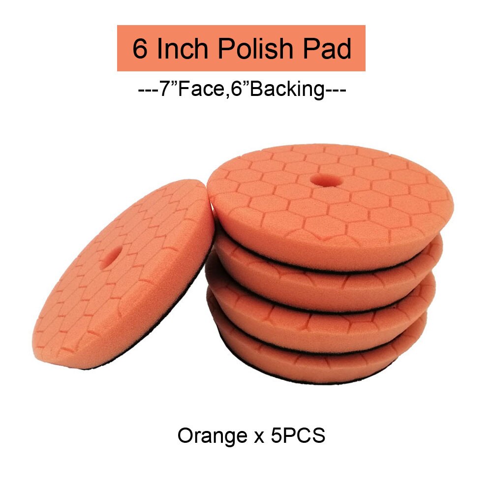 HUTU 3/5/6 Inch Sponge Polishing Pad Waxing Buffing Pads Kit Glossy Pad 125mm Car Headlights Polishing Disc For RO/DA Polishier: 6inch Orange x5pc
