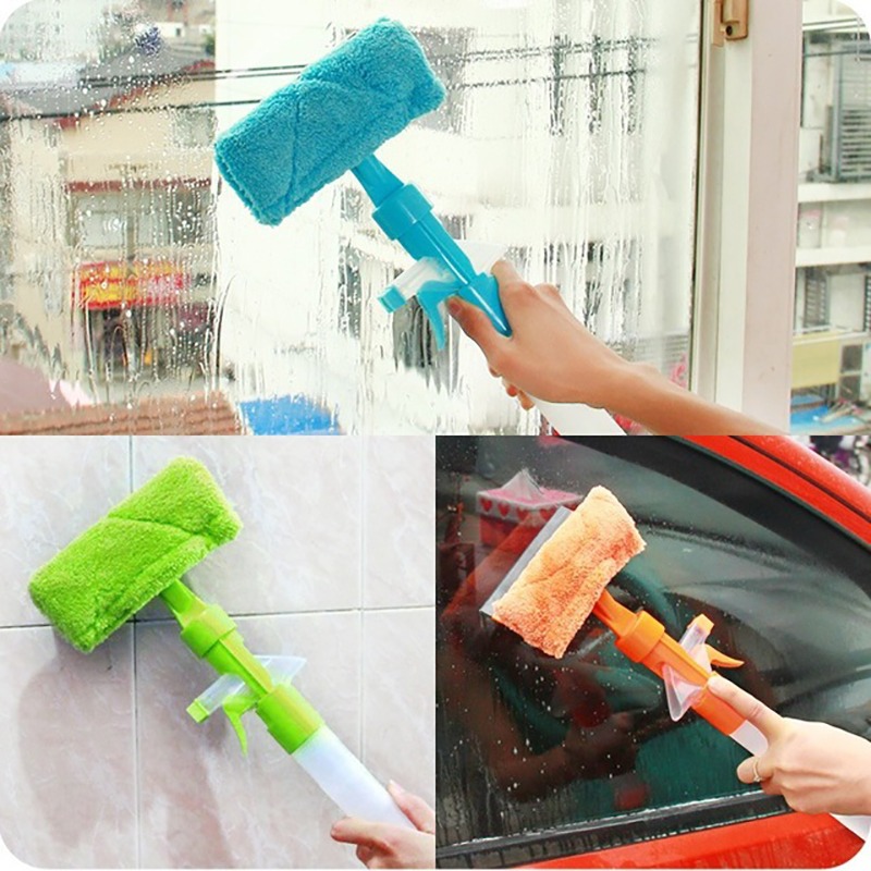 Glass Cleaning Tool Multifunctional Telescopic Rod Window Cleaner Mop Squeegee Wiper Long Handle Rotating Head Brush