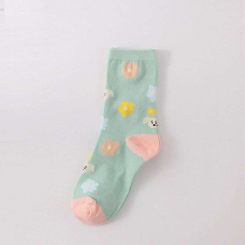 Harajuku kvinders søde sokker mellemrør tegneserie små dyr bomuldsstrømper behagelige åndbare tidevand lyserøde sokker bomuld: 2