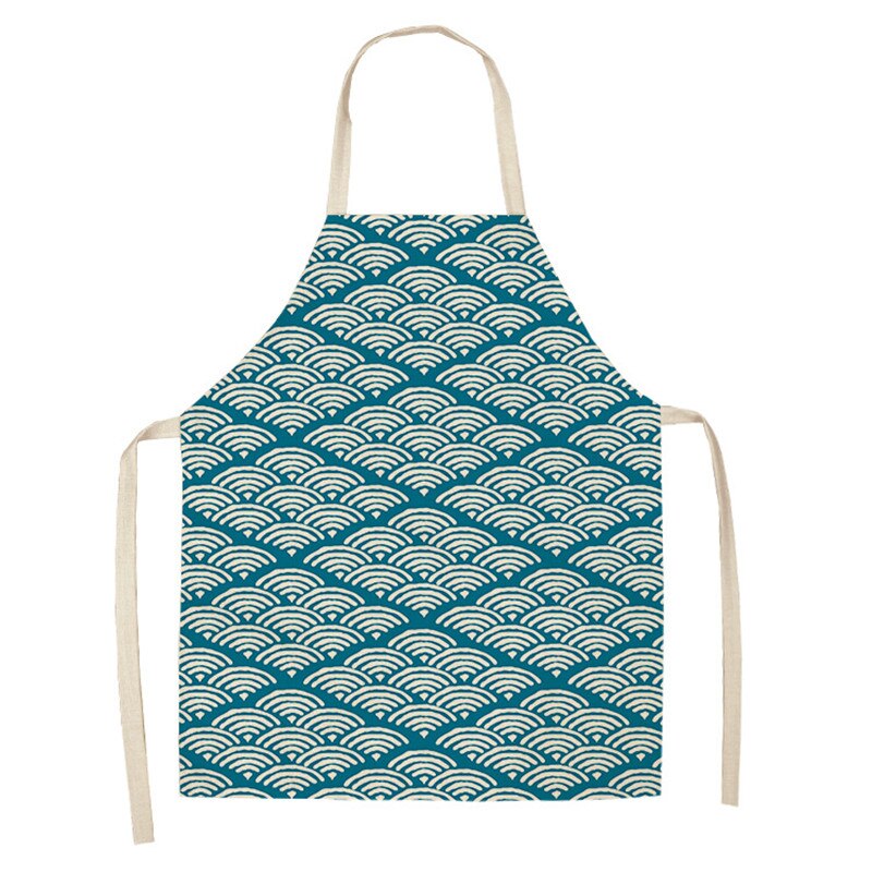 Sea Mark Pattern fartuchy kuchenne dla kobiet bawełniane lniane śliniaki domowe czyszczenie fartuszek domowe gotowanie fartuch: 6 / 66x47cm