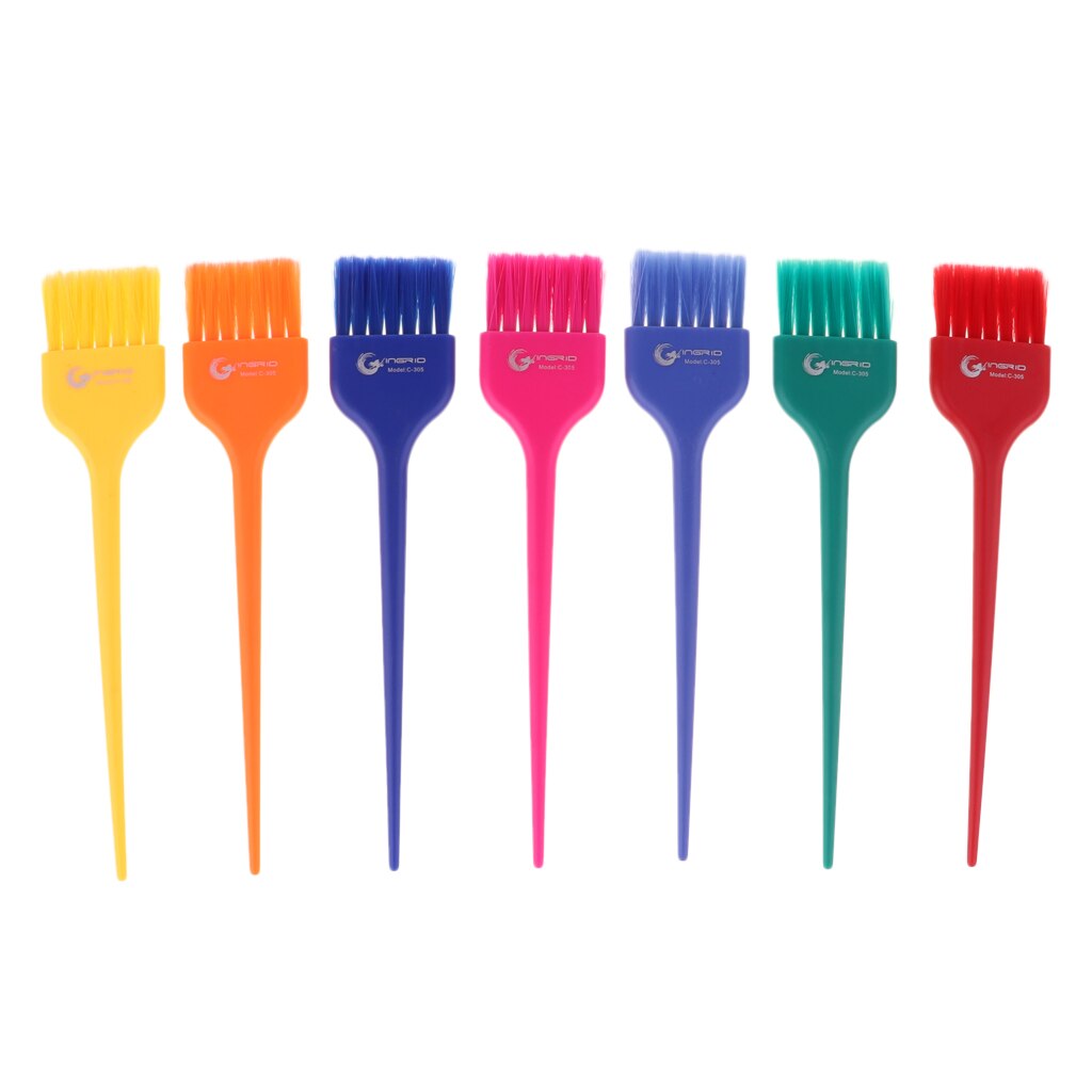 Juego de pinceles para teñir el cabello, Set de 7 pinceles de colores para salón de belleza, sintético, para resaltar y teñir el cabello, DIY: L