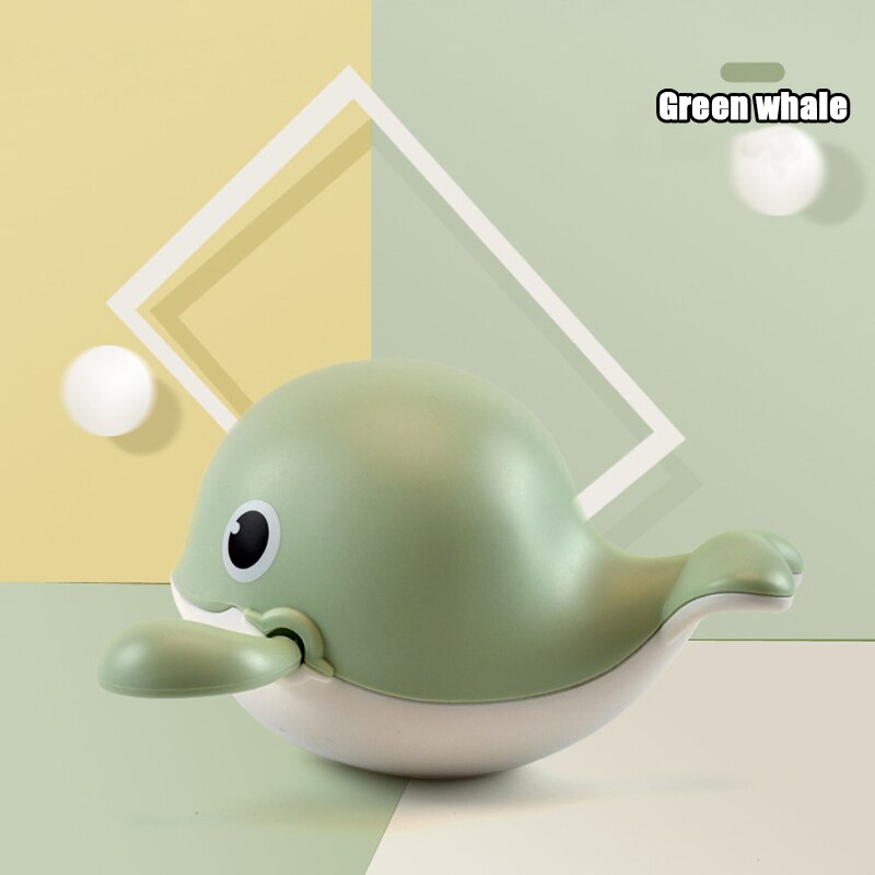 Newest Baby Bath Toys Cute Cartoon Crab Penguin Whale Baby Water Toy Infant Swim Chain Clockwork Toy For Kid: Green whale