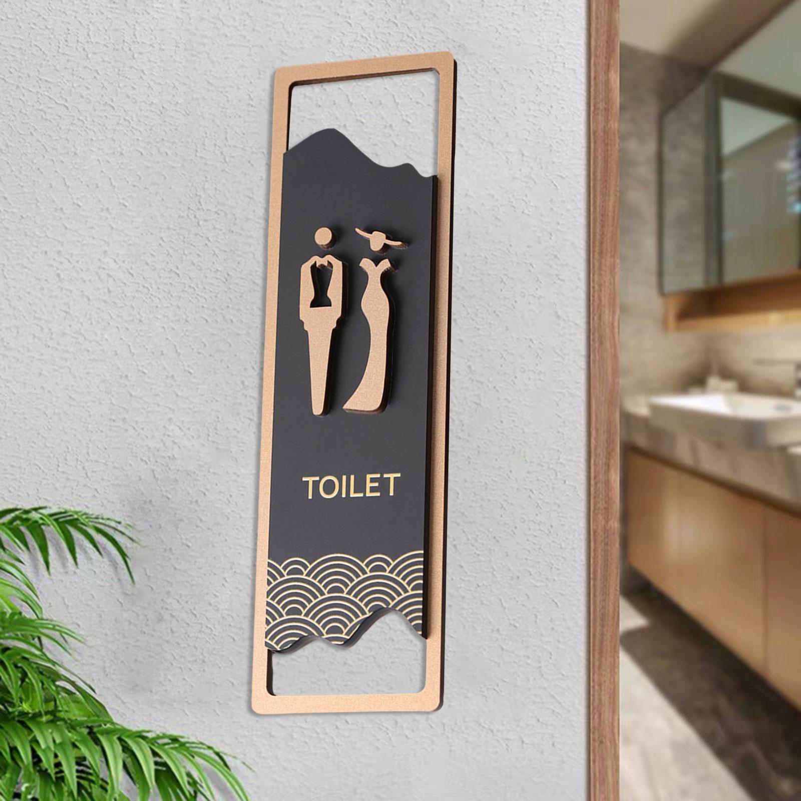 Toilet Sign Graphical Symbols Restroom Sign Wall Hanging Plaque Bathroom Sign for Public Door or Wall Mall Cafe Shops Bar