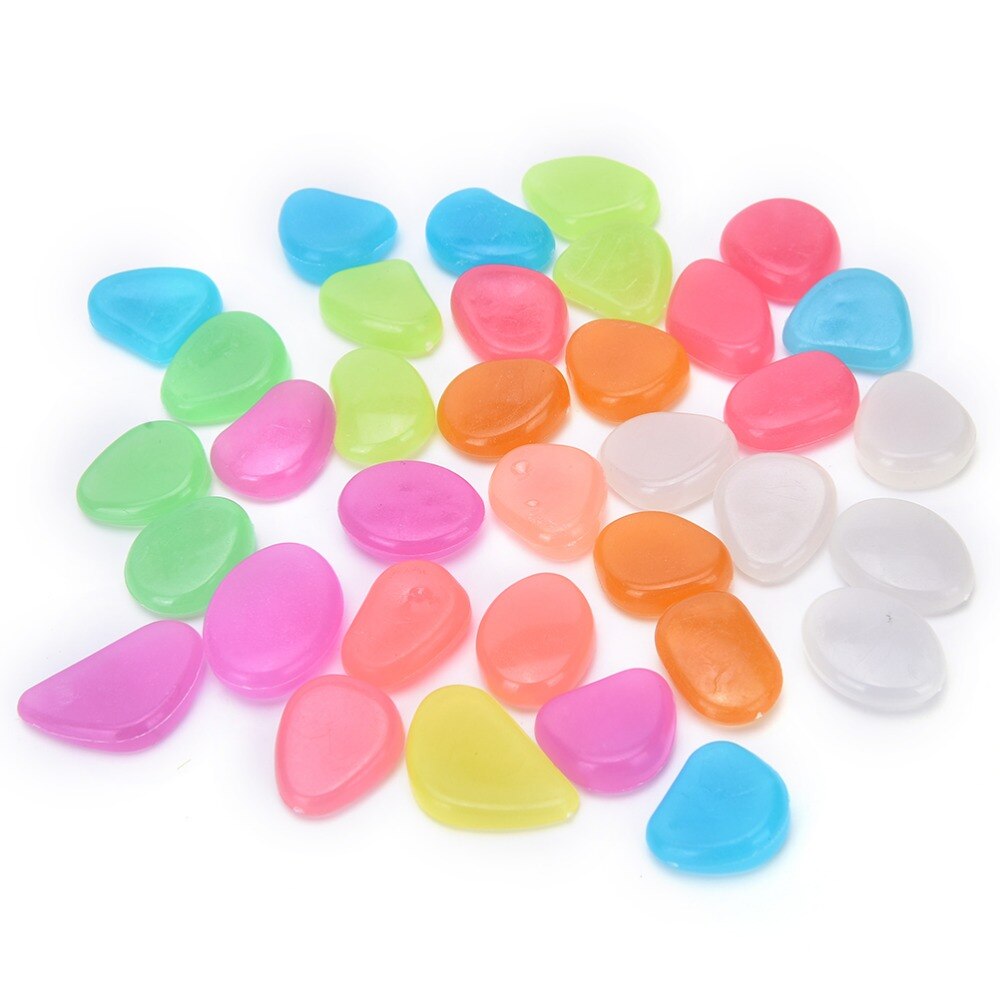 Aquarium Fish Tank Decor Garden Outdoor Pebble Luminous Rocks Glow In The Dark Stones Green Decor 100 Pcs/Pack
