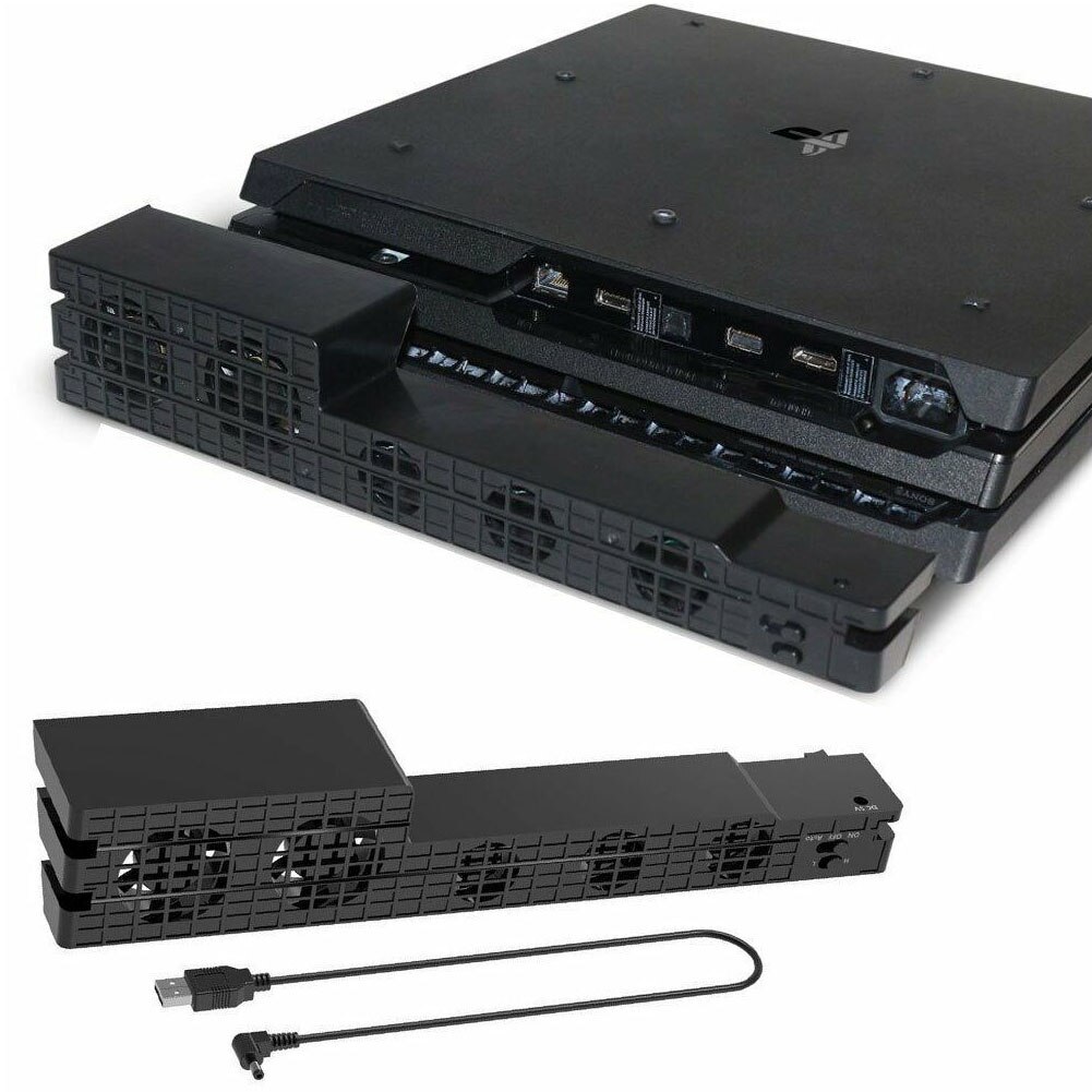 5-Fan Lichtgewicht Koelventilator Intelligente Zwart Externe Adapter Abs Super Turbo Multifunctionele Temperatuurregeling Voor PS4 Pro