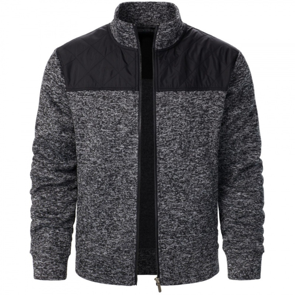 Veste zippée à col montant patchwork pour hommes, cardigan ajusté, sweat-shirt Sportedly Casual, manteau d'automne