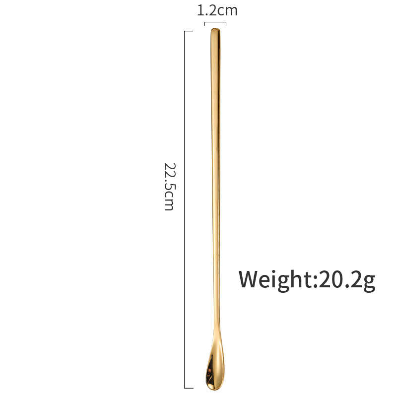 ZLAR 304 Stainless Steel Spoon Coffee Ice Tea Spoon Club Wine Cutlery Tableware Dinnerware Tiny Spoons Kichen Accessories: Gold Long