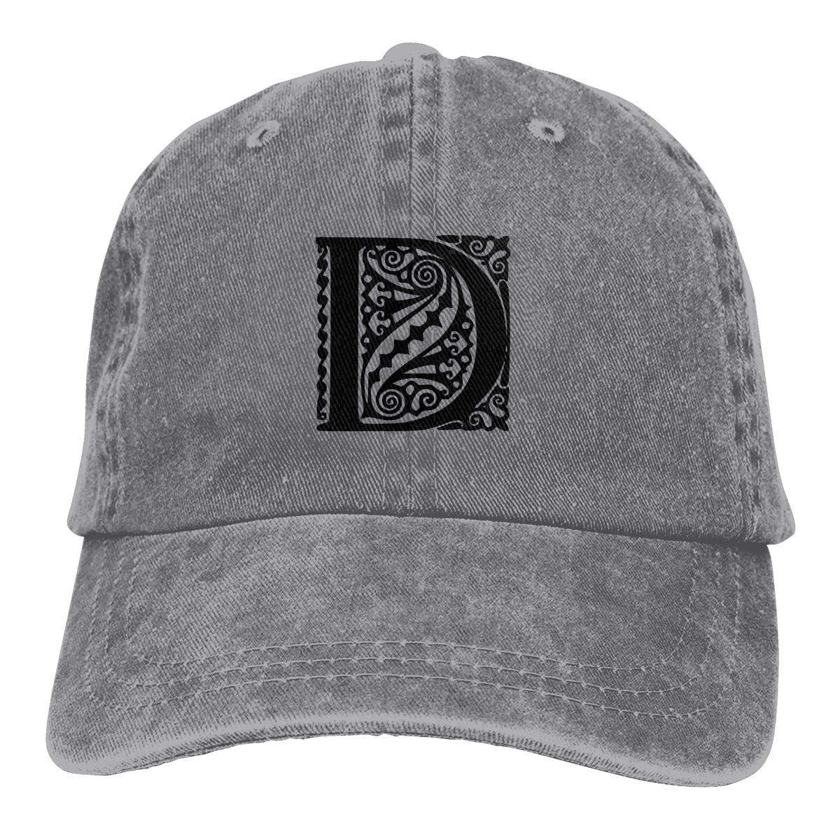 Caligrafía del alfabeto D, del tipo Abc, letras de texto, algodón lavado, Color puro, tablero ligero, gorra de béisbol para hombres, puntadas, sombrero de papá: Gris