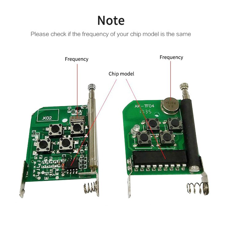 433MHZ Remote Control Garage Gate Door Opener 4 Keys Universal Remote Control Clone Cloning Code Car Key With Lock/ABCD Keyboard