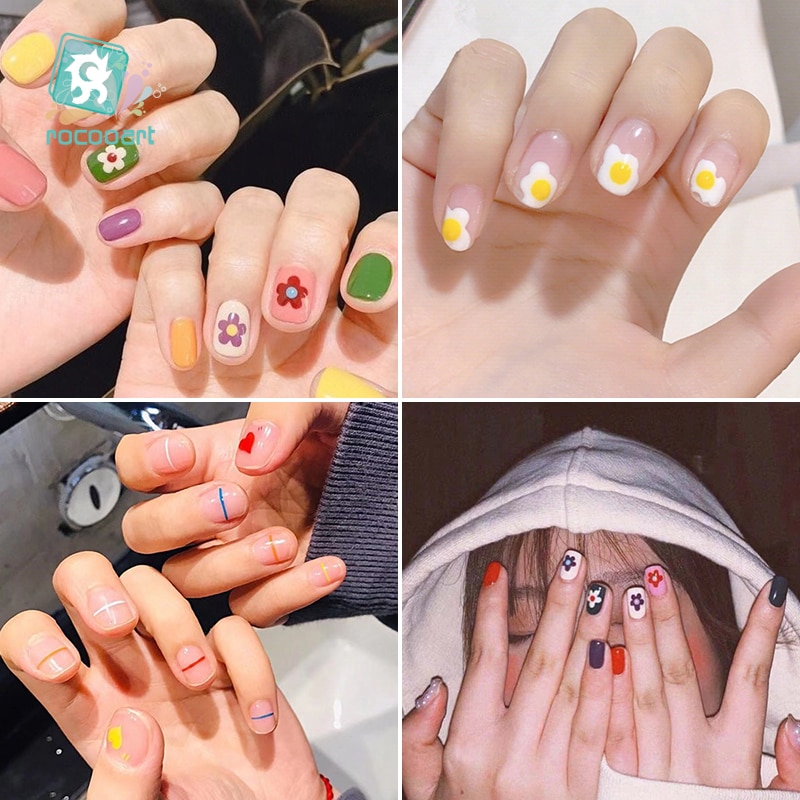 1 stuk zelfklevende nagelstickers uit de hyuna-serie met eipatroon, nageltips, 3d manicurestickers, nageldecoratietools in regenboogkleuren.
