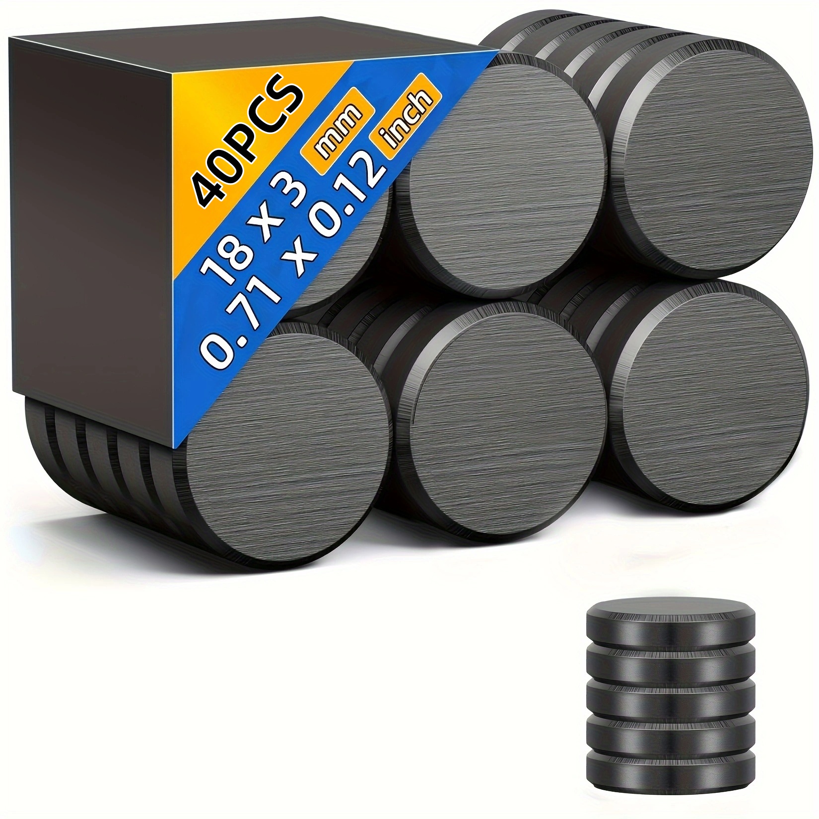 Ceramic Magnets, Small Round Disc for Crafts, DIY, Science, Hobbies, Projects, Fridge - Flat Circle Ferrite Industrial Magnets: DARK GRAY