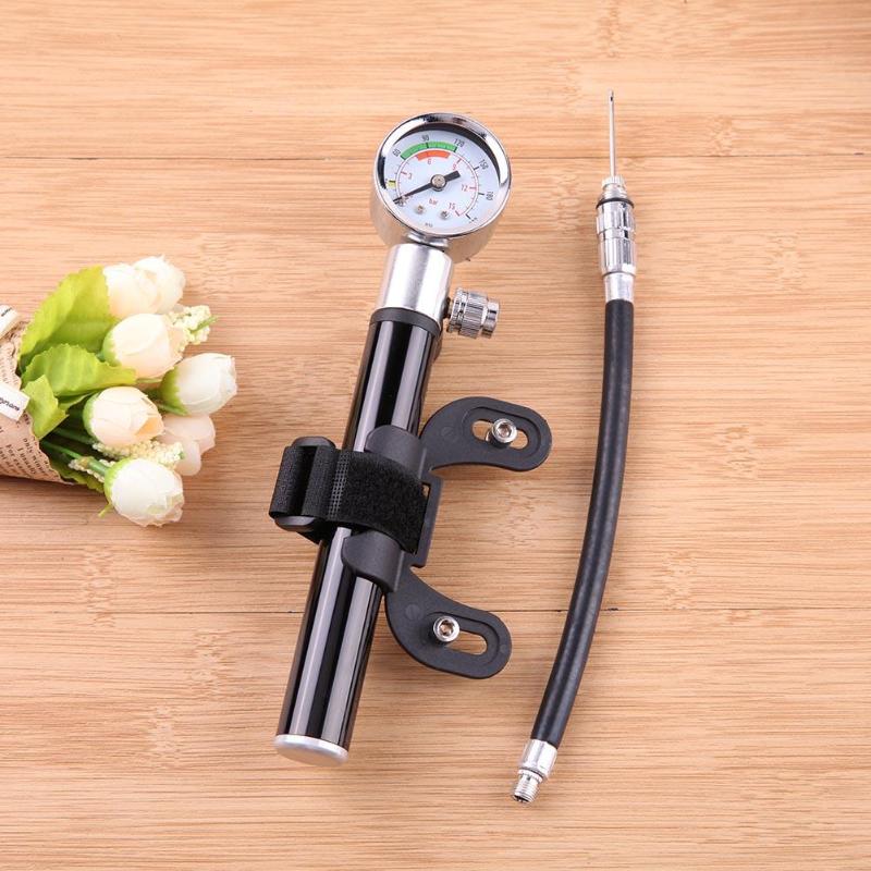 Praktische Fahrrad Pumpe mit Manometer Hochdruck Hand Mini Pumpe Schlauch Luft Inflator Schrader Radfahren Schock Gabel Reifen Fahrrad Pumpe neue