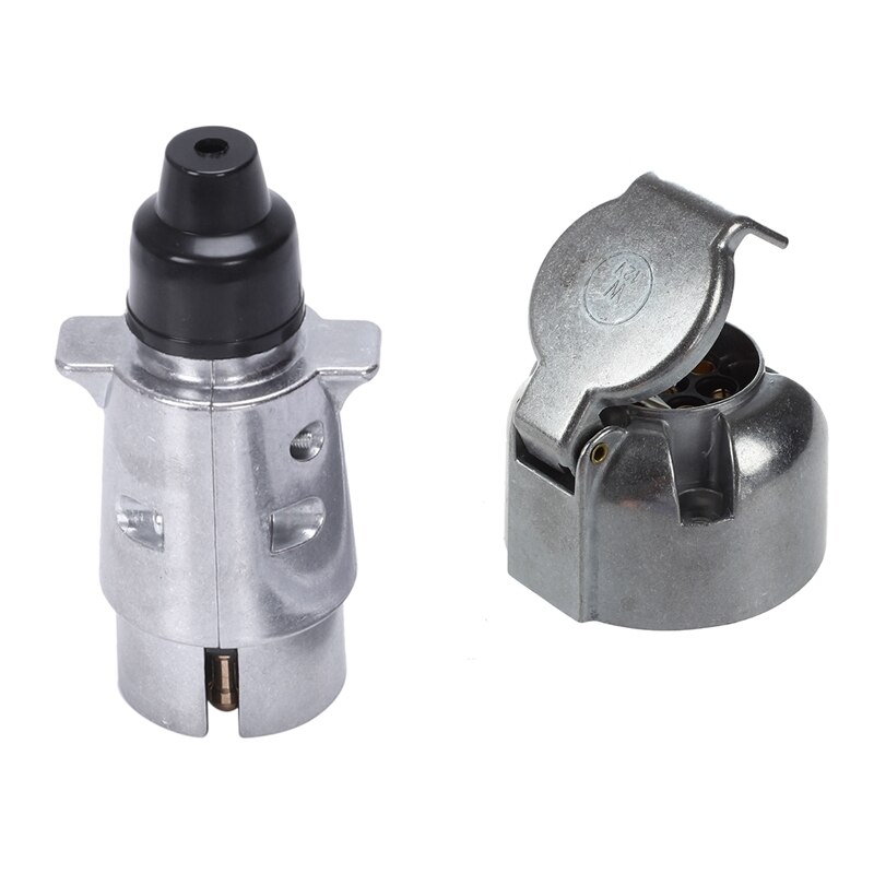 2 stk 7-- polet anhængerstik kraftigt rundt ben 7-- polet ledningsstik 12v anhængertræk trækkende campingvogn truck stik n type anhænger ende &