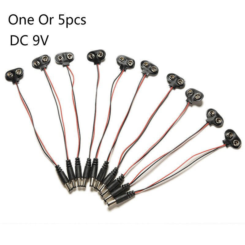 Een Of 5Pcs Experimentele 9V Batterij Snap Power Kabel Naar Dc 9V Clip Mannelijke Lijn Batterij Adapter voor Arduino Diy Jack Connector