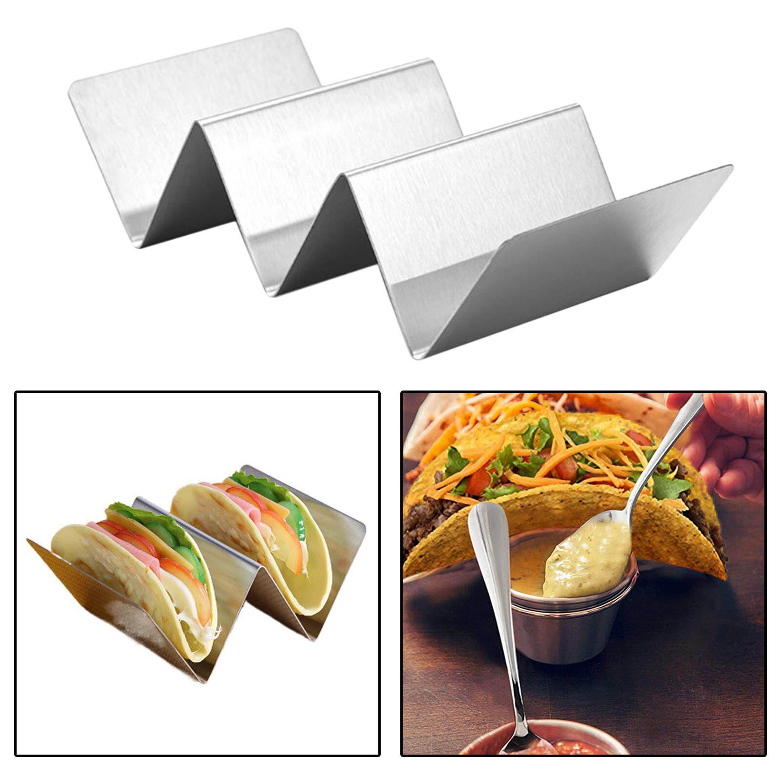 Taco Holder Stainless Steel Taco Rack Shell Taco Display Stand Plate Tray Food Holder Rack, Kitchen Cooking Tool: G