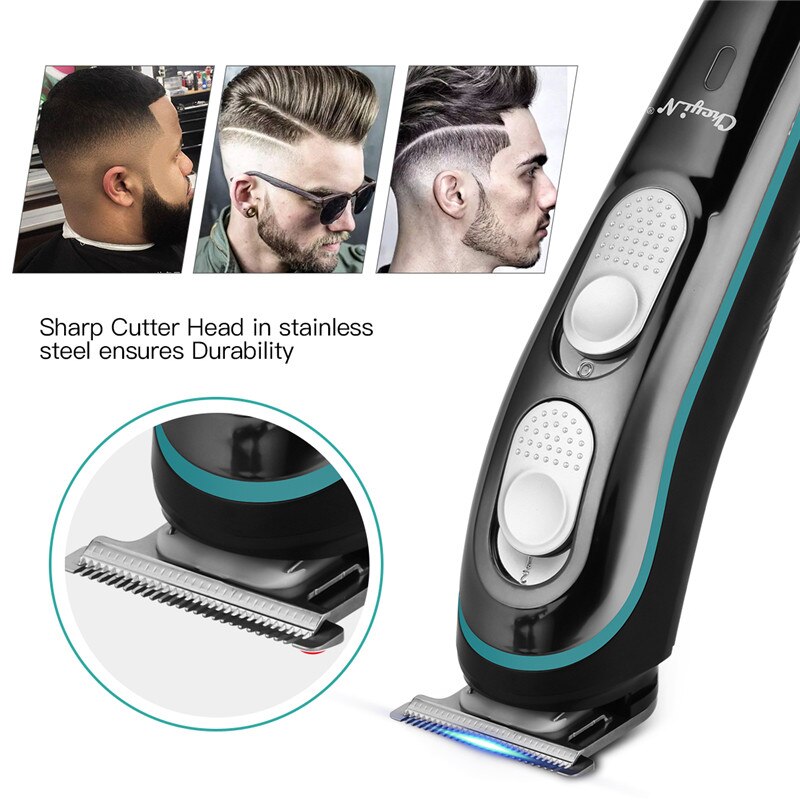Quick Charge Electric Hair Clipper Hair Trimmer Precision Stainless Steel T Blade Hair Cutting Machine 4 Guide Comb